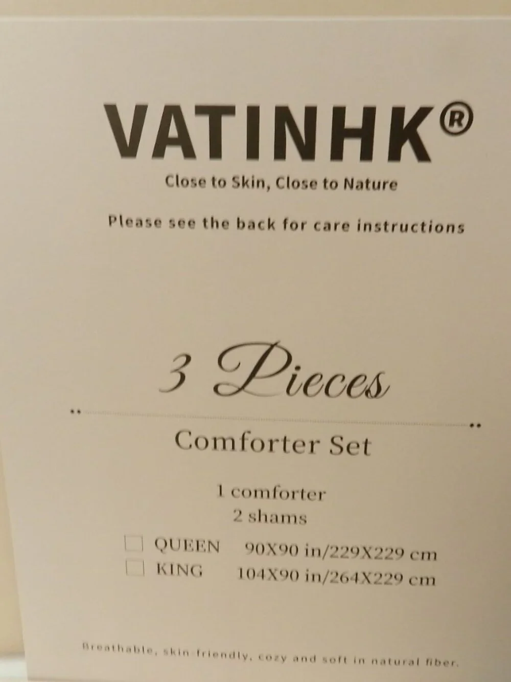 Litanika Queen Comforter Set 3 Pieces Lightweight Solid Bed Set cream NEW NIB